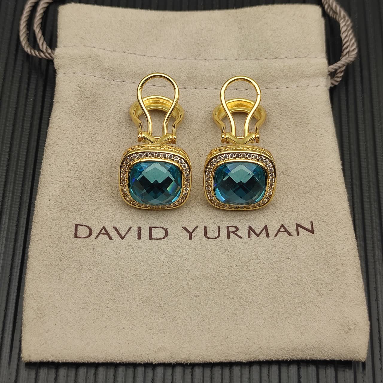 David Yurman Blue Topaz and Diamond Albion Clip-On Earrings